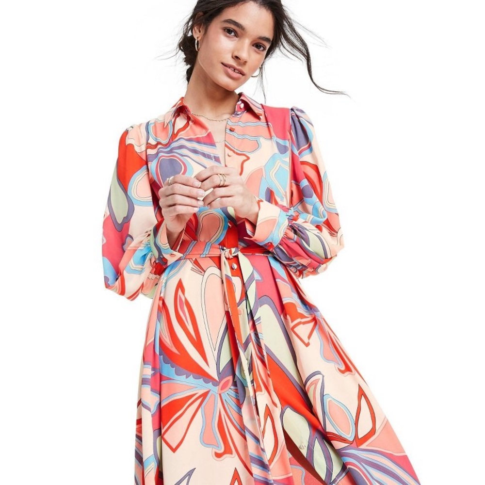 ALEXIS FOR TARGET FLORAL LONG SLEEVE ROBE DRESS - Picture 4 of 8